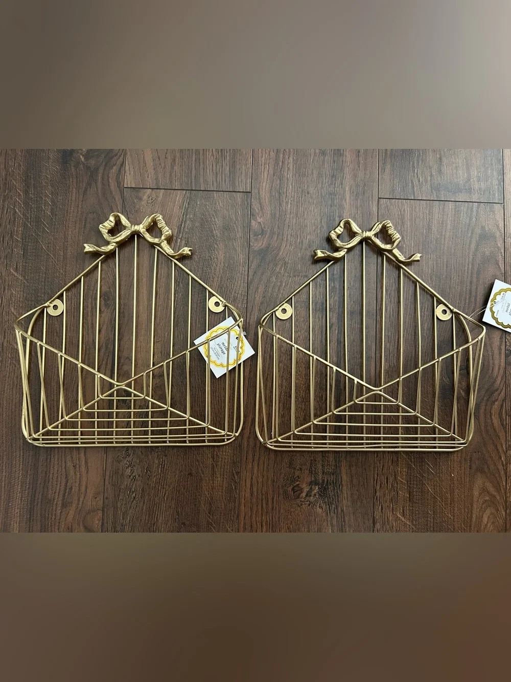 2- Gold Envelope Metal Wall Decor